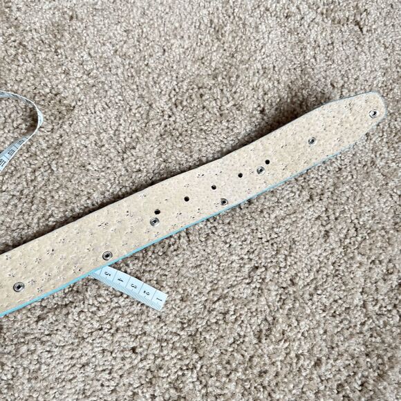 VTG Y2K Baby Blue Studded Rhinestone Leather Belt Wide McBling 1.75” 43” main image 10